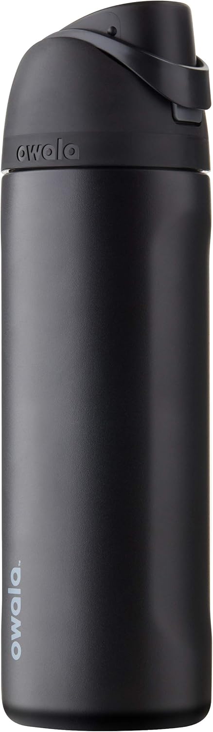 Owala FreeSip Bouteille d'eau isotherme en acier inoxydable avec paille pour le sport et les voyages, sans BPA, 710 ml, très foncé | Isolant