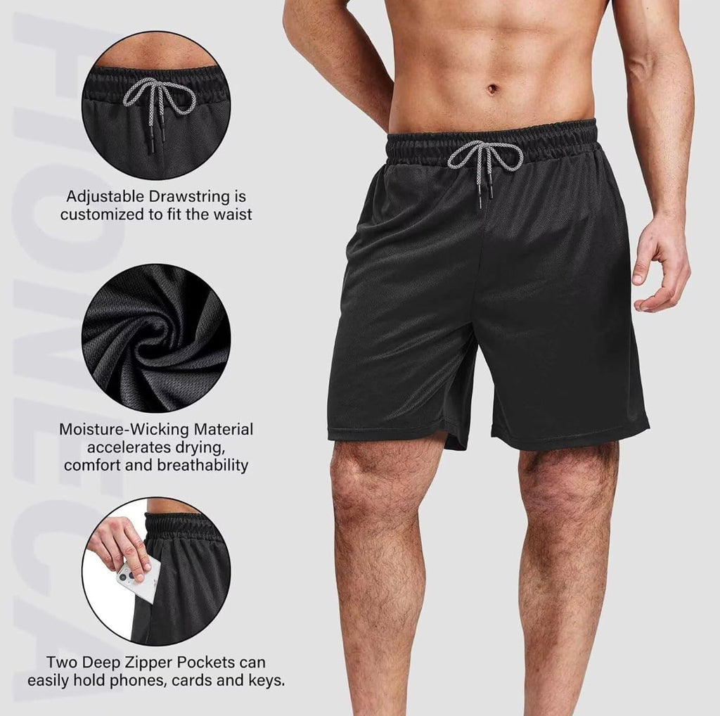 5 Pack Gym Shorts for Men 7 inch Mens Shorts Athletic Dry Fit Mesh Active Running Shorts Men for with Pockets