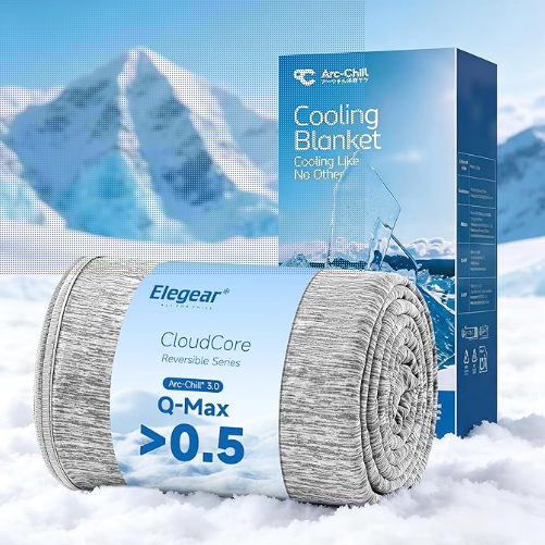 Elegear Cooling Blanket Queen 79X86 inch,Breathable Summer Blanket Lightweight Q-MAX>0.5,Arc-Chill 3.0 Cool-to-Touch Cooling Bed Blanket Double Sided Design for Night Sweats Hot Sleepers,Adults,Grey Visit the Elegear Store