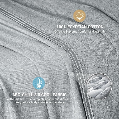 Elegear Cooling Blanket Queen 79X86 inch,Breathable Summer Blanket Lightweight Q-MAX>0.5,Arc-Chill 3.0 Cool-to-Touch Cooling Bed Blanket Double Sided Design for Night Sweats Hot Sleepers,Adults,Grey Visit the Elegear Store