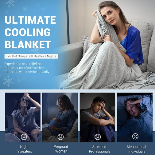 Elegear Cooling Blanket Queen 79X86 inch,Breathable Summer Blanket Lightweight Q-MAX>0.5,Arc-Chill 3.0 Cool-to-Touch Cooling Bed Blanket Double Sided Design for Night Sweats Hot Sleepers,Adults,Grey Visit the Elegear Store