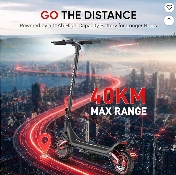 Gyrocopters 2026 Flash 6.0 Max Electric Scooter for Adults & Teens with APP, 10” Burstproof Fat Tires Escooter | Speed 32km/h, Upto 40km, Powerful 10 Ah Battery & 500W Brushless Motor UL 2272 Approved
