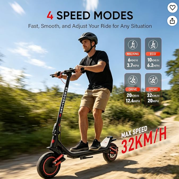 Gyrocopters 2026 Flash 6.0 Max Electric Scooter for Adults & Teens with APP, 10” Burstproof Fat Tires Escooter | Speed 32km/h, Upto 40km, Powerful 10 Ah Battery & 500W Brushless Motor UL 2272 Approved
