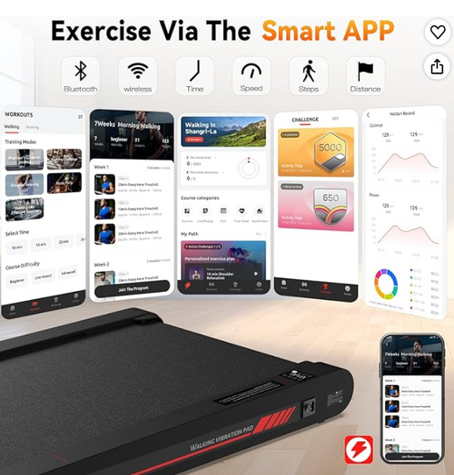Freepi 3 in 1 Walking Vibration Pad,3.8 MPH Tapis Roulant with Remote Control and APP,2.5 HP Servo Motor Walking Treadmill Pad for Home and Office