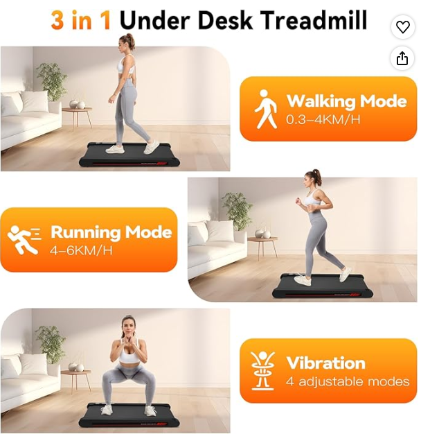 Freepi 3 in 1 Walking Vibration Pad,3.8 MPH Tapis Roulant with Remote Control and APP,2.5 HP Servo Motor Walking Treadmill Pad for Home and Office